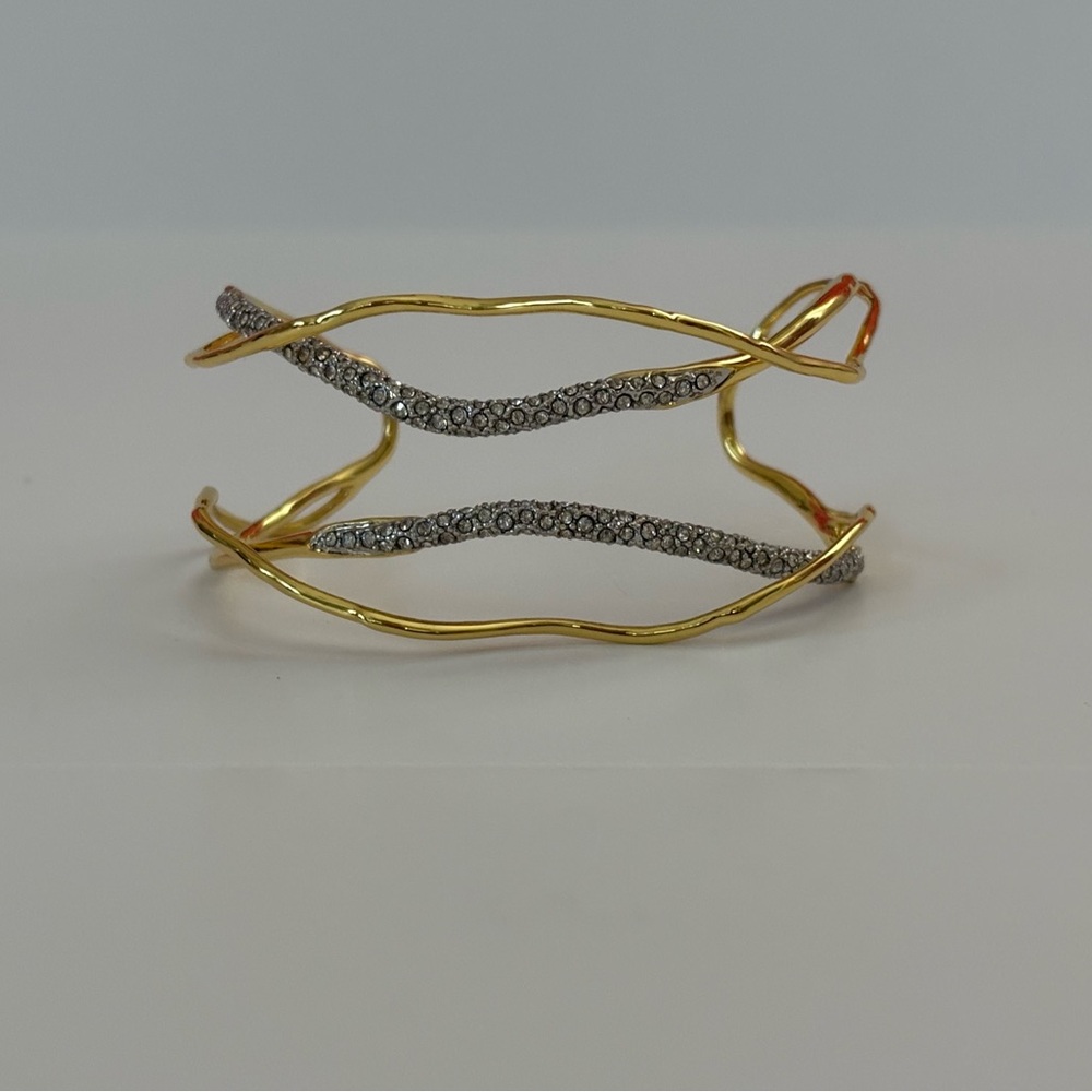 Brand New Alexis Bittar Solanales Gold Crystal Intertwined Cuff Bracelet